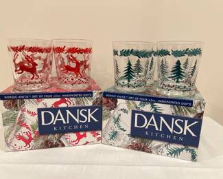 Lot 1401 Dansk Nordic Knits Hand Painted 12 oz Tumblers