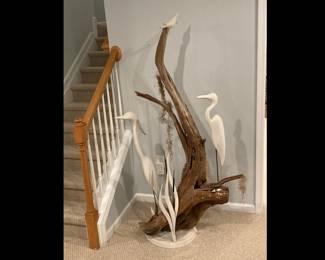 Lot 1294 Large Heron Waterbird Driftwood Sculpture Beach Decor