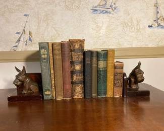 Lot 1087 Collectible Hardcover Books w Scottie Dog Bookends