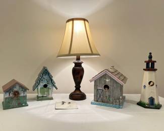 Lot 1261 Handpainted Birdhouses Small Lamp Decor