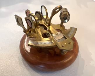 Lot 1155 Brass Sextant On Wooden Base