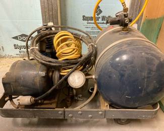 Lot 1056 Air Compressor w Hose and Reel Tools