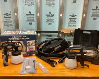 Lot 1193 Rockler Finishing Paint Sprayer Wagner Power Painter, Cleaning Kit Maglite Tools