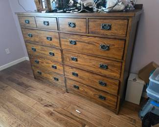 This stunning mission style best of quality dresser is $600. It's 64 in wide 19 in deep and 46 in tall.  I have two of them available.