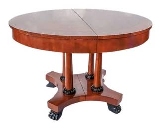 Lot 359: Baker Furniture Neoclassical Cherry Wood Pedestal Dining Table