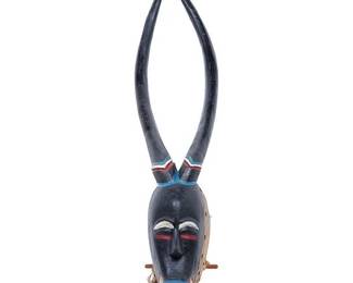 Lot 238: African Tribal Oryx Long Horn Mask. 41 in. x 7 in.