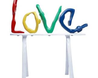 Lot 402: LOVE Pop ART Figure Abstract MCM Painted Metal Sculpture