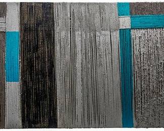 Lot 282: Modern Textile ART Canvas with Acrylic