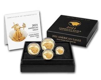 Lot 136: 2021-W 4-Coin Proof American Gold Eagle Set (Box + CoA, Type 2)