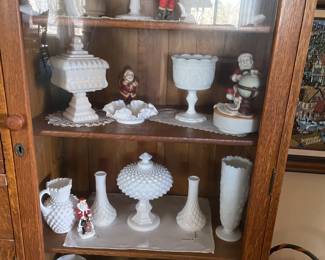 milk glass & hobnail