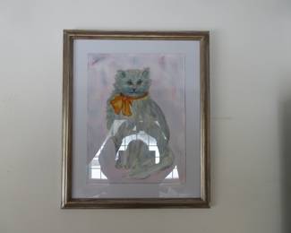 Watercolor  grey cat.