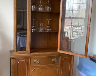 Walnut china cabinet. 