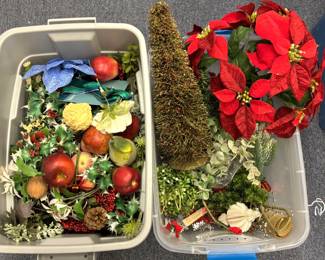 Christmas decor, vintage and not. In barn, need separate time to view/buy these items at end of day is best.