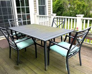 Porch set aluminum, 4 chairs. Cushions sold.