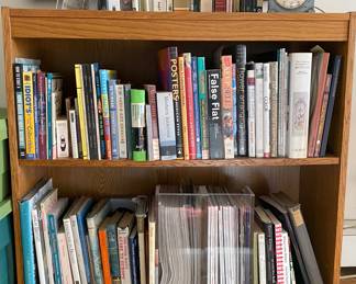 Books, bookcase and clock all for sale. clock sold.