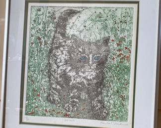 signed etching Kitten
