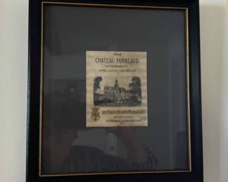 French wine label framed