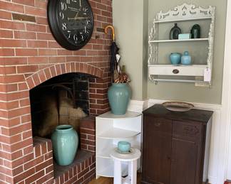 corner shelf large clock...