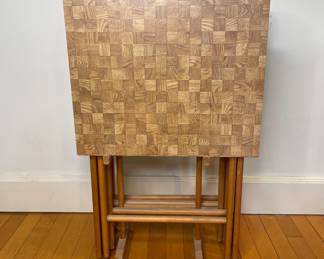 Vintage tray tables (4) on stand Scheibe Products 