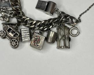 925 Sterling Silver stamp charms & bracelet 