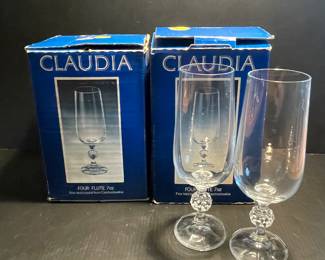 Claudia lead crystal flutes vintage 