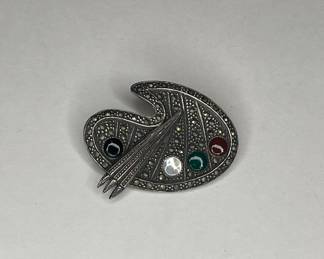 Artist palette brooch stamped 92