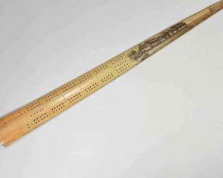 Scrimshaw Swordfish Bill Cribbage Board, 20th c by Paige
