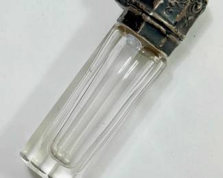 Silver Lot with Compact, Perfume, Vinaigrette and Lipstick