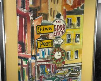 Paul D. Shea Water Color China Town, Boston