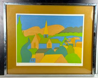 Bob Montgomery Pencil Signed Abstract Serigraph Artist Proof for “The Town"