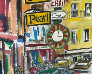 Paul D. Shea Watercolor China Town, Boston