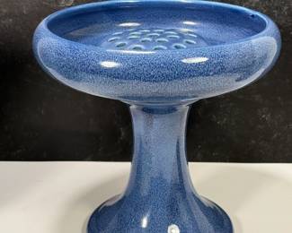 Weller Pottery Blue Monochrome Compote and Flower Frog