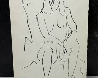George Schwacha Double-sided Ink Drawing Nude Signed