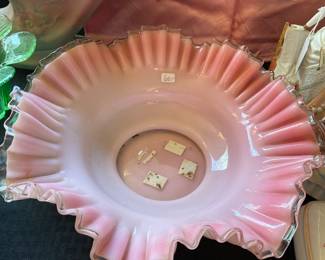 Gorgeous large Fenton ruffled cranberry bowl! 
