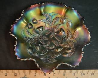 Northwood strawberry carnival glass bowl