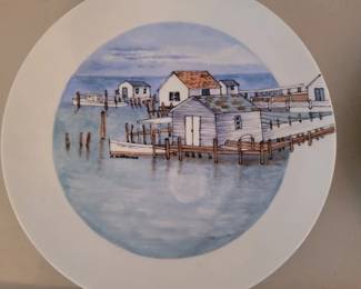 Hand painted plate of Tangier Island, Virginia