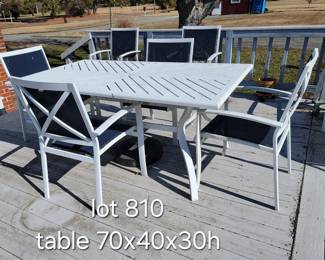Multiple coated aluminum table and chair sets