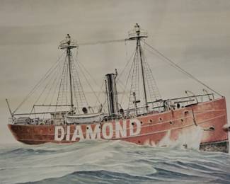 Diamond Shoal light ship framed print