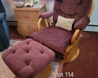 Upholstered glider and ottoman