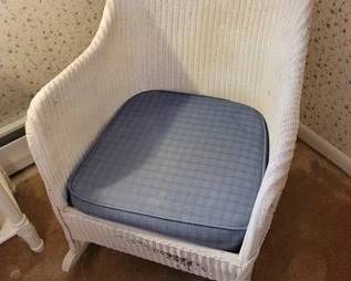Vintage white wicker rocker