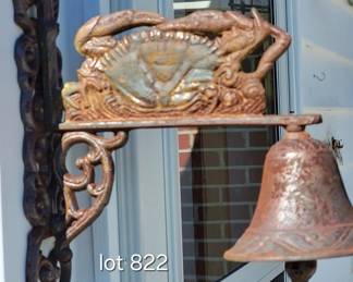 Cast iron bell with crab design