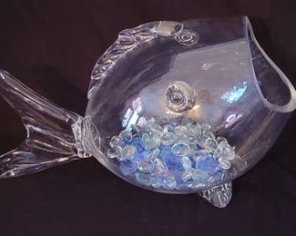 Glass fish vase