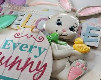 Metal and wood Easter decor stakes