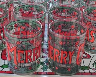 Houze and Libbey Christmas drinking glasses