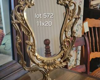 Brass standing table top mirror