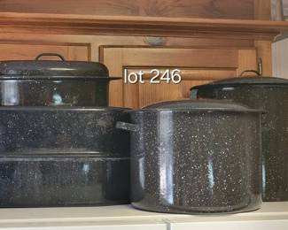 Enamelware pots and roasters