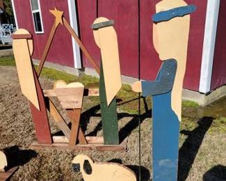 Large 3 piece wood nativity