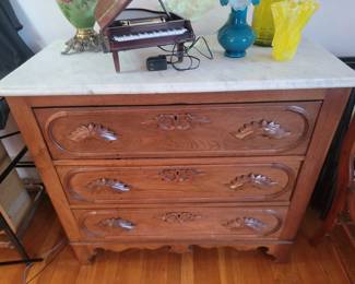 Antique Victorian marble top 3 drawer chest