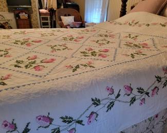 Cross stitch rose design quilt