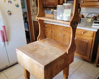 Boos butcher block with attached shelf organizer